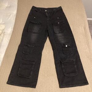 Black Cargo Pants with Pockets